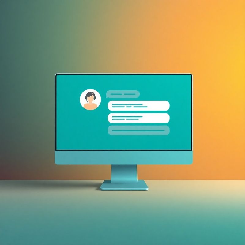 Interfață de chat suport pe un ecran desktop cu accente teal